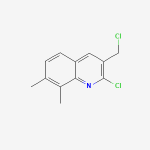 Chemical structure of 2-chloro-3-(chloromethyl)-7,8-dimethylquinoline