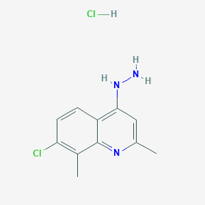 Chemical structure of 7-Chloro-2,8-dimethyl-4-hydrazinoquinoline hydrochloride