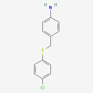 Chemical structure of 4-{[(4-Chlorophenyl)sulfanyl]methyl}phenylamine