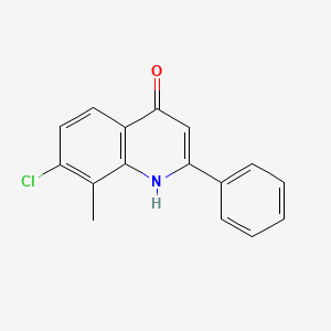 Chemical structure of 7-Chloro-8-methyl-2-phenyl-4-quinolinol