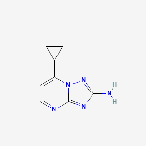 Chemical structure of 7-Cyclopropyl[1,2,4]triazolo[1,5-a]pyrimidin-2-amine