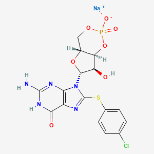 Chemical structure of 8-(4-Chlorophenylthio)guanosine 3′,5′-cyclic Monophosphate sodium salt