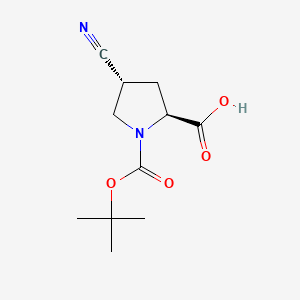 Chemical structure of 4-Cyano-pyrrolidine-1,2-dicarboxylic acid 1-tert-butyl ester