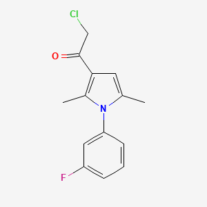 Chemical structure of 2-chloro-1-[1-(3-fluorophenyl)-2,5-dimethyl-1H-pyrrol-3-yl]ethanone