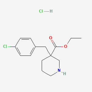 Chemical structure of 3-(4-Chlorobenzyl)Piperidine-3-Ethylcarboxylate Hydrochloride