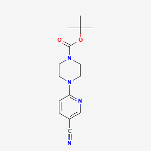 Chemical structure of 5-Cyano-2-[4-butoxycarbonyl(piperazino)]pyridine