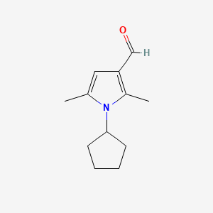 Chemical structure of 1-Cyclopentyl-2,5-dimethyl-1H-pyrrole-3-carbaldehyde