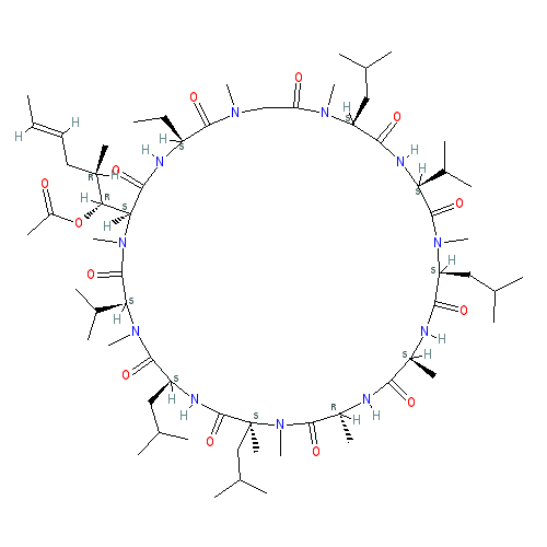 Chemical structure of Cyclosporin A Acetate