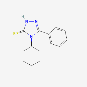 Chemical structure of 4-cyclohexyl-5-phenyl-2H-1,2,4-triazole-3-thione