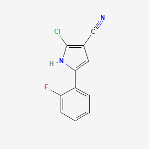 Chemical structure of 2-chloro-5-(2-fluorophenyl)-1H-pyrrole-3-carbonitrile