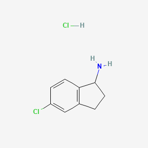 Chemical structure of 5-Chloro-2,3-dihydro-1H-inden-1-amine Hydrochloride