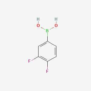 Chemical structure of 3,4-Difluorophenylboronic acid (contains varying amounts of Anhydride)
