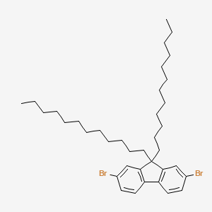 Chemical structure of 9,9-Didodecyl-2,7-dibromofluorene