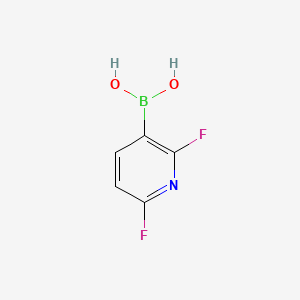 Chemical structure of 2,6-Difluoropyridine-3-boronic acid(contains varying amounts of Anhydride)