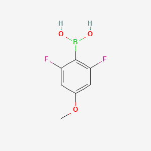 Chemical structure of 2,6-Difluoro-4-methoxyphenylboronic acid(contains varying amounts of Anhydride)