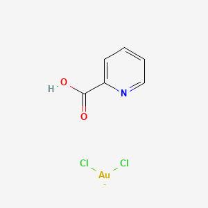 Chemical structure of Dichloro(2-pyridinecarboxylato)gold