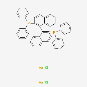 Chemical structure of Dichloro[(±)-BINAP]digold(I)