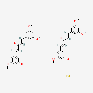 Chemical structure of dimethoxydibenzylideneacetone)palladium(0)
