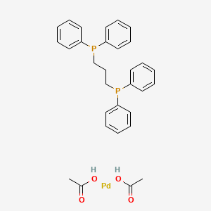 Chemical structure of Diacetato[1,3-bis(diphenylphosphino)propane]palladium(II)