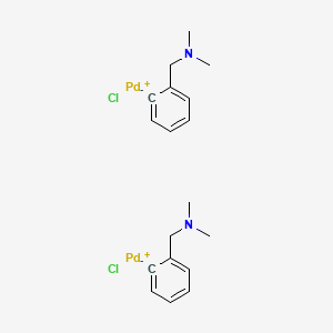 Chemical structure of Di-μ-chlorobis[2-[(dimethylamino)methyl]phenyl-C,N]dipalladium(II)