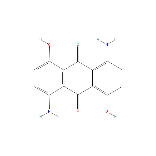 Chemical structure of 1,5-diamino-4,8-dihydroxyanthraquinone