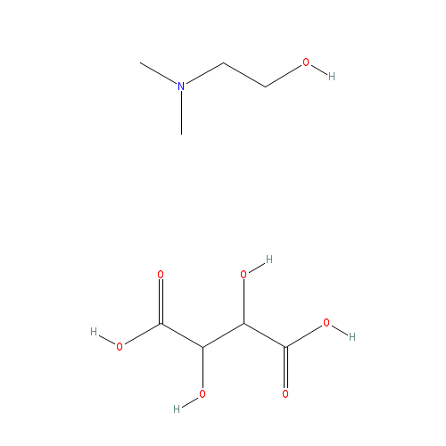 Chemical structure of 2-Dimethylaminoethanol (+)-bitartrate salt