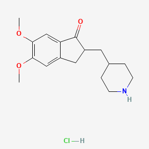 Chemical structure of 5,6-Dimethoxy-2-(4-piperidylmethyl)-1-indanone Hydrochloride