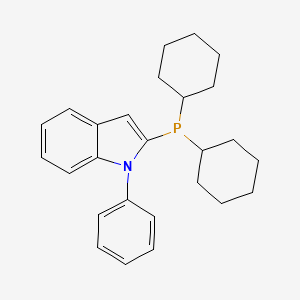 Chemical structure of 2-(Dicyclohexylphosphino)-1-phenylindole
