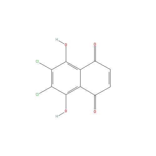 Chemical structure of 2,3-Dichloro-5,8-dihydroxy-1,4-naphthoquinone
