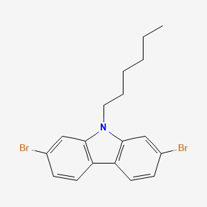 Chemical structure of 2,7-Dibromo-9-hexylcarbazole