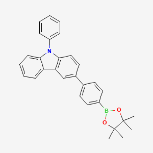 Chemical structure of 3,9-Diphenyl-6-(4,4,5,5-tetramethyl-1,3,2-dioxaborolan-2-yl)carbazole