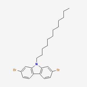 Chemical structure of 2,7-Dibromo-9-dodecylcarbazole