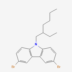 Chemical structure of 3,6-Dibromo-9-(2-ethylhexyl)carbazole