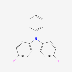 Chemical structure of 3,6-Diiodo-9-phenylcarbazole