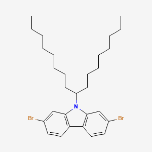 Chemical structure of 2,7-Dibromo-9-(9-heptadecyl)carbazole