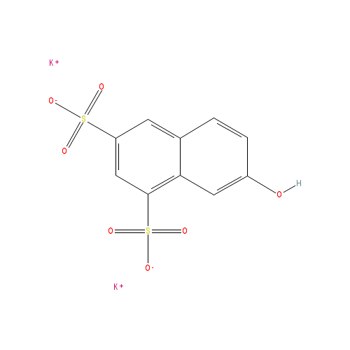 Chemical structure of Dipotassium 2-Naphthol-6,8-disulfonate Hydrate