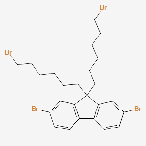 Chemical structure of 2,7-Dibromo-9,9-bis(6-bromohexyl)fluorene