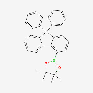 Chemical structure of 2-(9,9-Diphenyl-9H-fluoren-4-yl)-4,4,5,5-tetramethyl-1,3,2-dioxaborolane