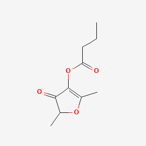 Chemical structure of 4,5-Dihydro-2,5-dimethyl-4-oxofuran-3-yl Butyrate