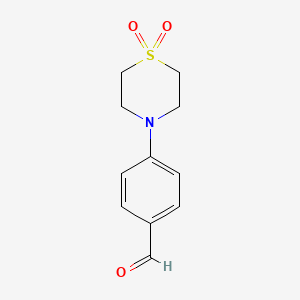 Chemical structure of 4-(1,1-Dioxothiomorpholino)benzaldehyde