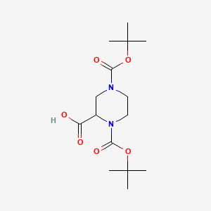 Chemical structure of 1,4-Di-Boc-piperazine-2-carboxylic acid