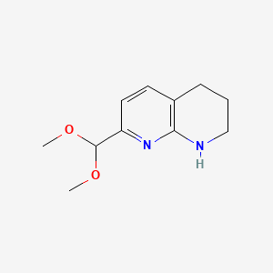 Chemical structure of 7-Dimethoxymethyl-1,2,3,4-tetrahydro-[1,8]naphthyridine