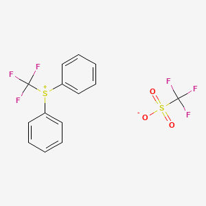 Chemical structure of diphenyl(trifluoromethyl)sulfanium trifluoromethanesulfonate