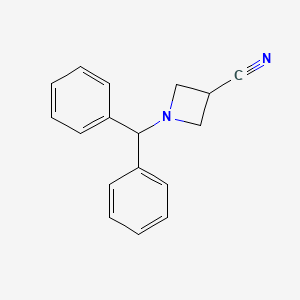 Chemical structure of 1-(diphenylmethyl)azetidine-3-carbonitrile