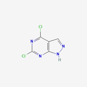 Chemical structure of 4,6-dichloro-1H-pyrazolo[3,4-d]pyrimidine