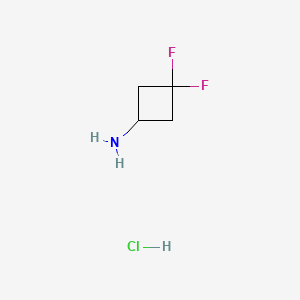 Chemical structure of 3,3-difluorocyclobutan-1-amine hydrochloride