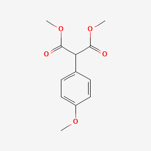 Chemical structure of 1,3-dimethyl 2-(4-methoxyphenyl)propanedioate