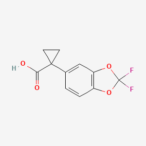 Chemical structure of 1-(2,2-difluoro-2H-1,3-benzodioxol-5-yl)cyclopropane-1-carboxylic acid