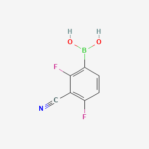 Chemical structure of 2,4-Difluoro-3-cyanophenylboronic acid(contains varying amounts of Anhydride)