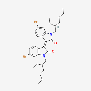 Chemical structure of 6,6'-Dibromo-1,1'-bis(2-ethylhexyl)-[3,3'-biindolinylidene]-2,2'-dione